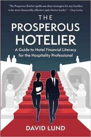 The Prosperous Hotelier book cover showing guide to hotel financial literacy for hospitality professionals with business and financial concepts