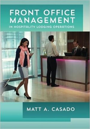 Front Office Management in Hospitality Lodging Operations textbook cover - comprehensive guide with case studies and technology review for hotel professionals
