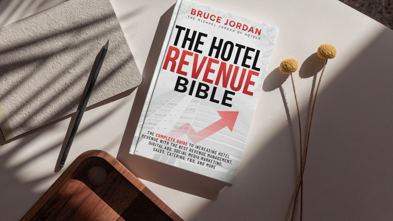 Essential Guides for Hotel Business Brilliance book cover with hotel icons and strategy elements